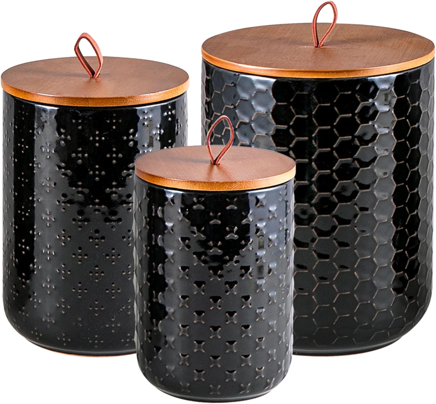 Food Storage In The Kitchen - Black Ceramic Canister Set with Wooden