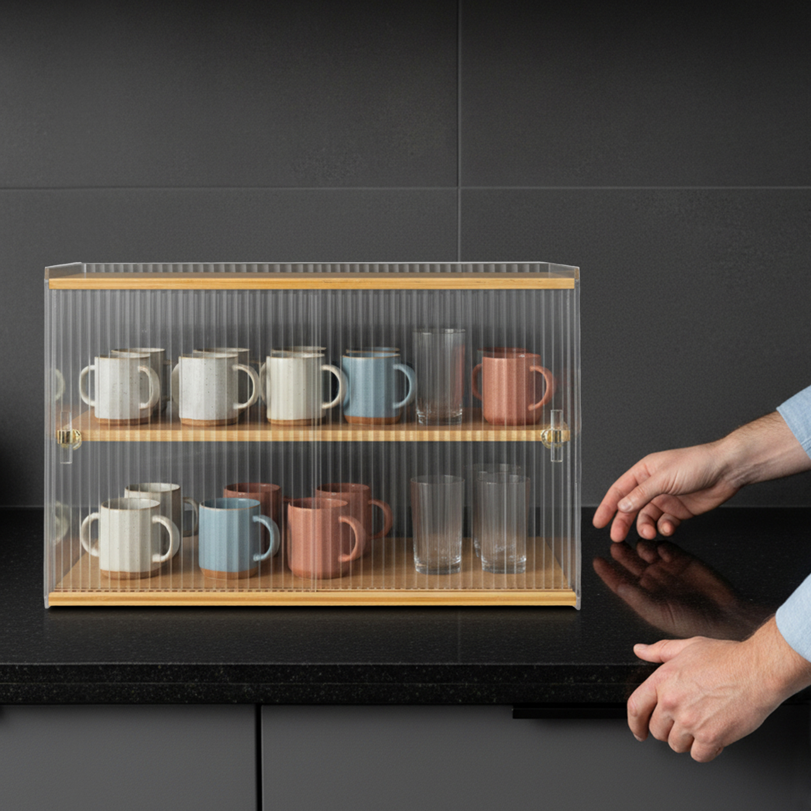 Food Storage In The Kitchen - Cup Storage Rack, Bamboo Sideboard, Cupboard