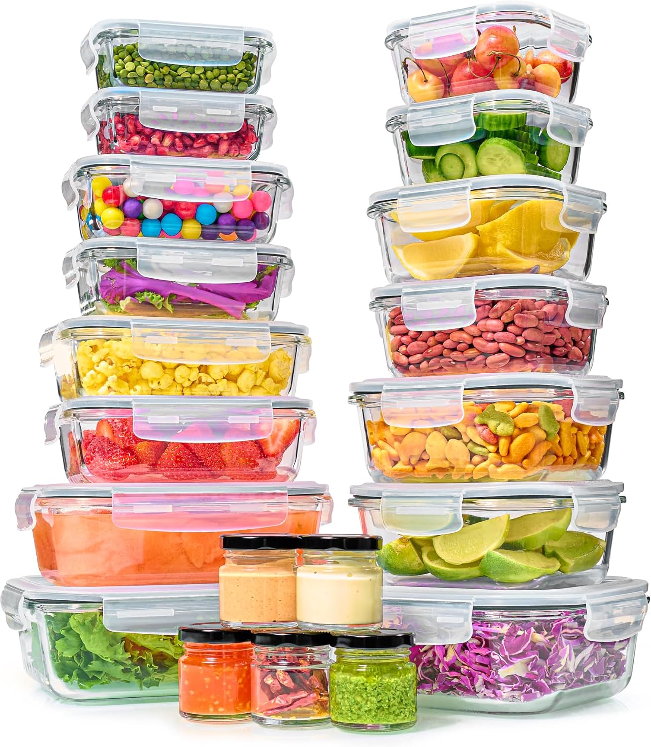 Food Storage Containers Glass - 40pc Glass Food Storage Containers with