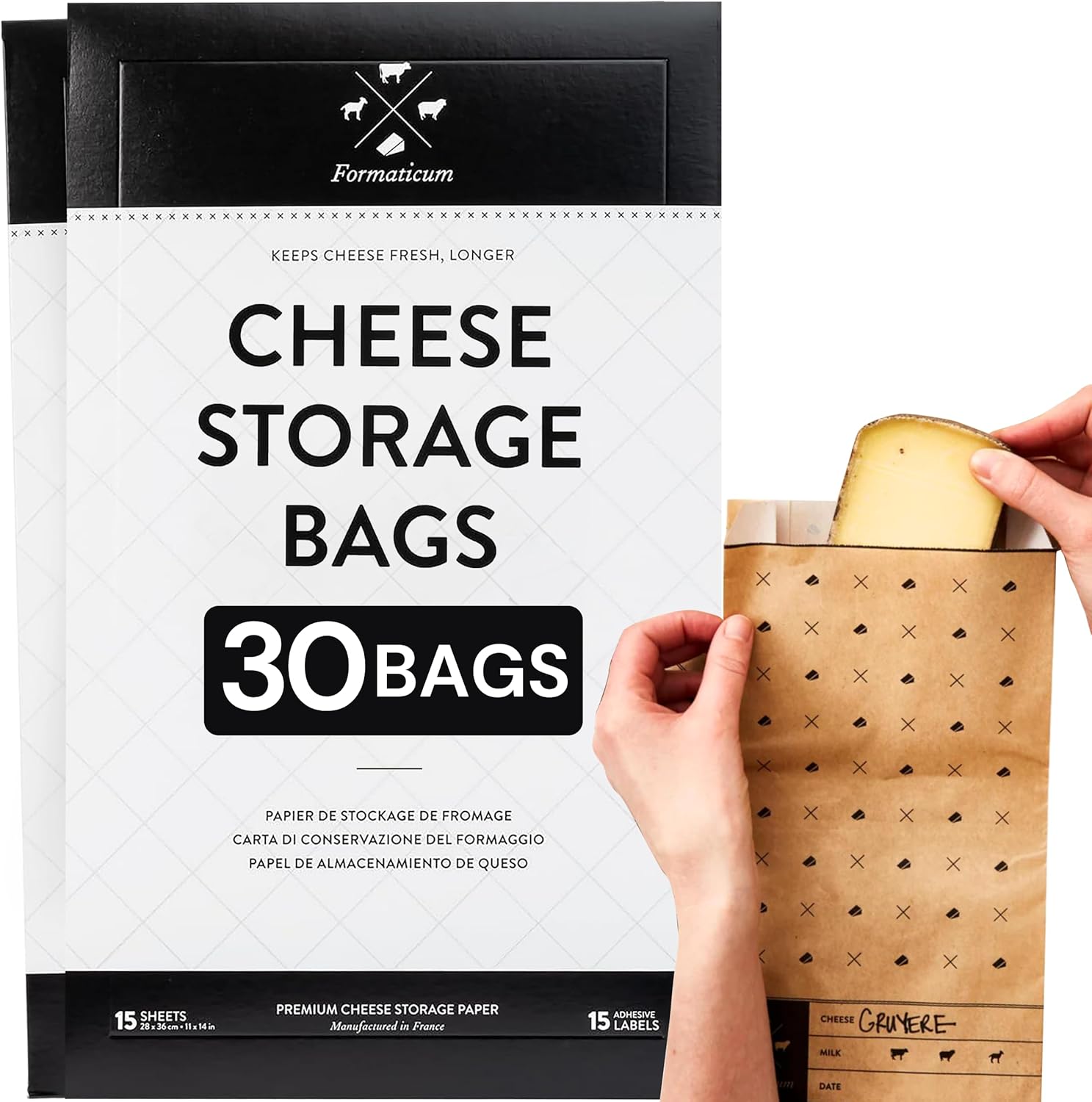 Cheese Storage Wax - - 30-Pack Cheese Storage Bags -