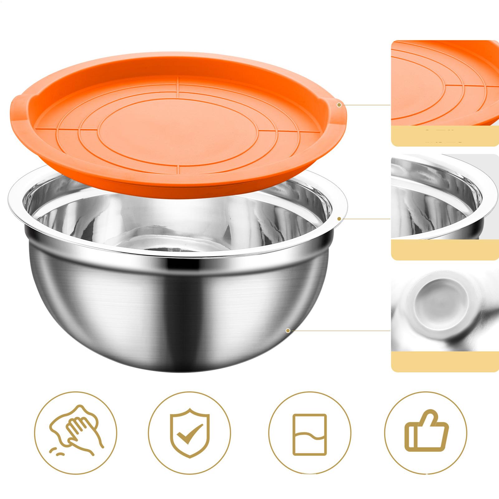 Food Storage Organizer - Steel Mixing Bowls Nesting Round Non-Slip