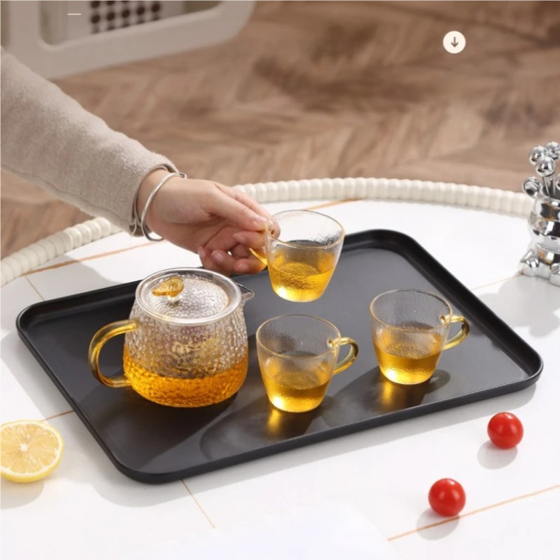 Food Storage For Restaurant - Heavy-Duty Black Rectangular Serving Tray -