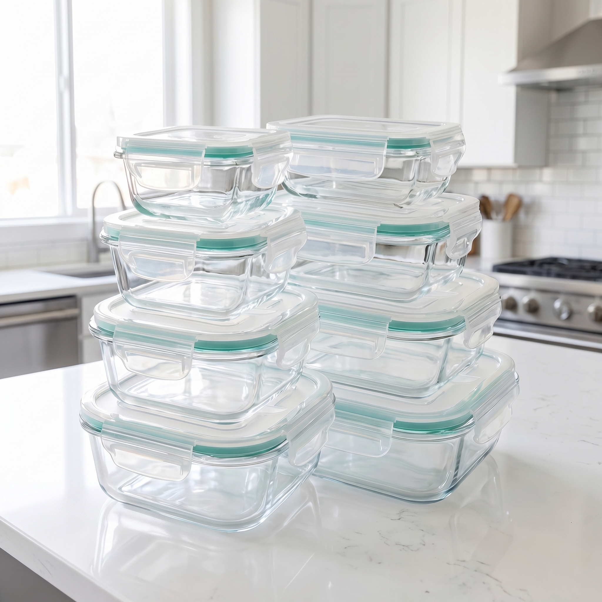 Food Storage Containers Glass - A set of 8 food storage