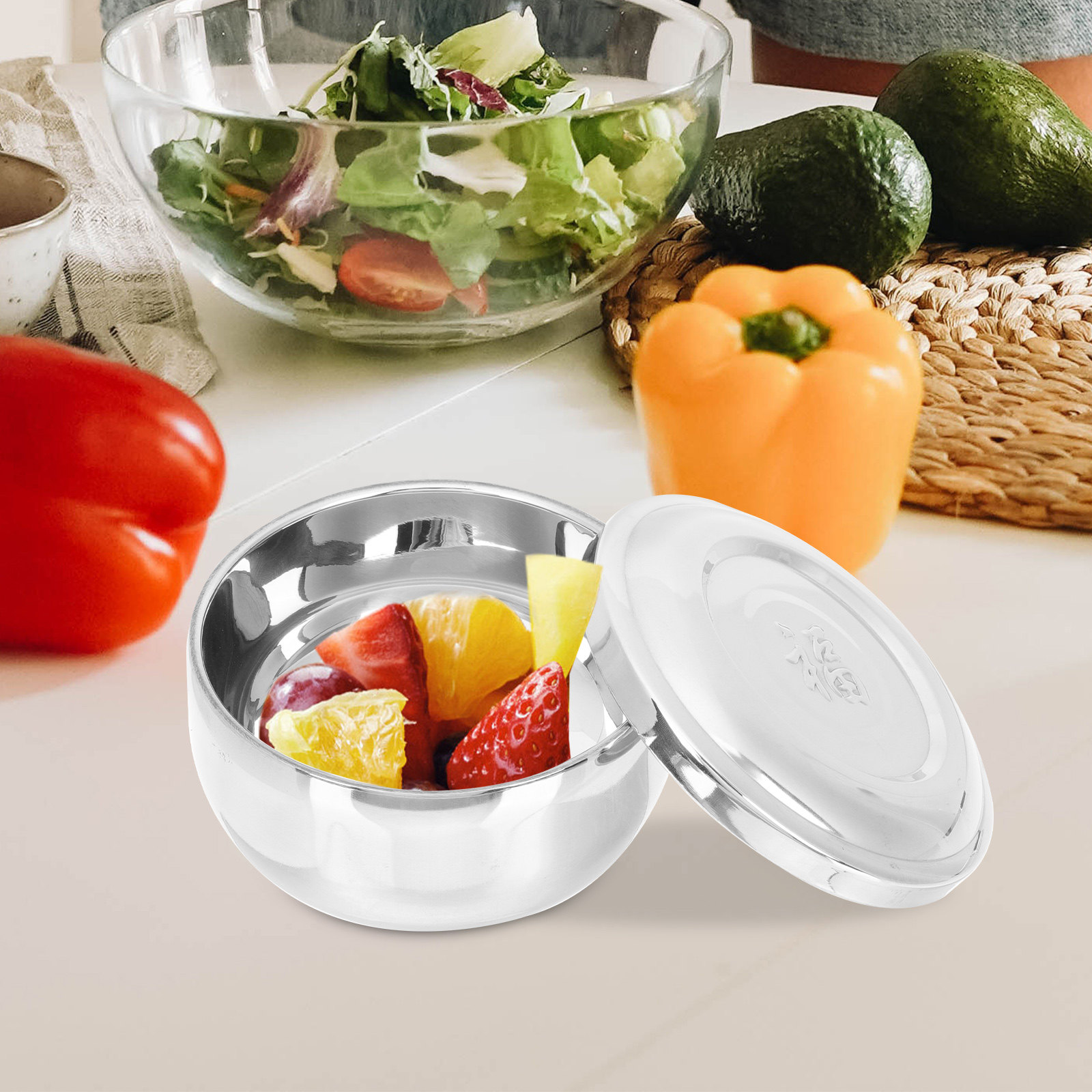 Food Storage Home - Double-Layer Stainless Steel Rice Bowl Korean