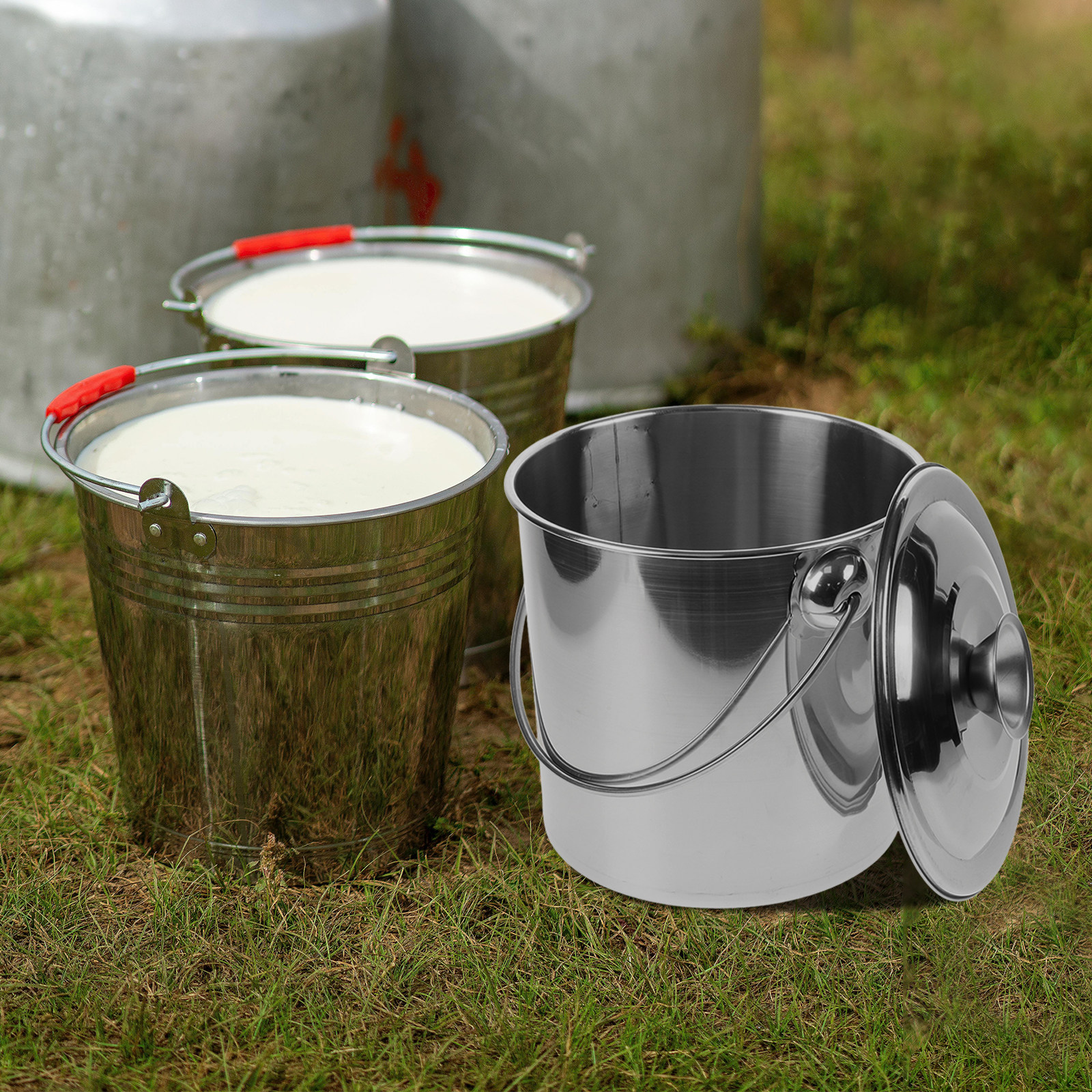 Food Storage For Restaurant - Stainless Steel Milk Bucket with Lid