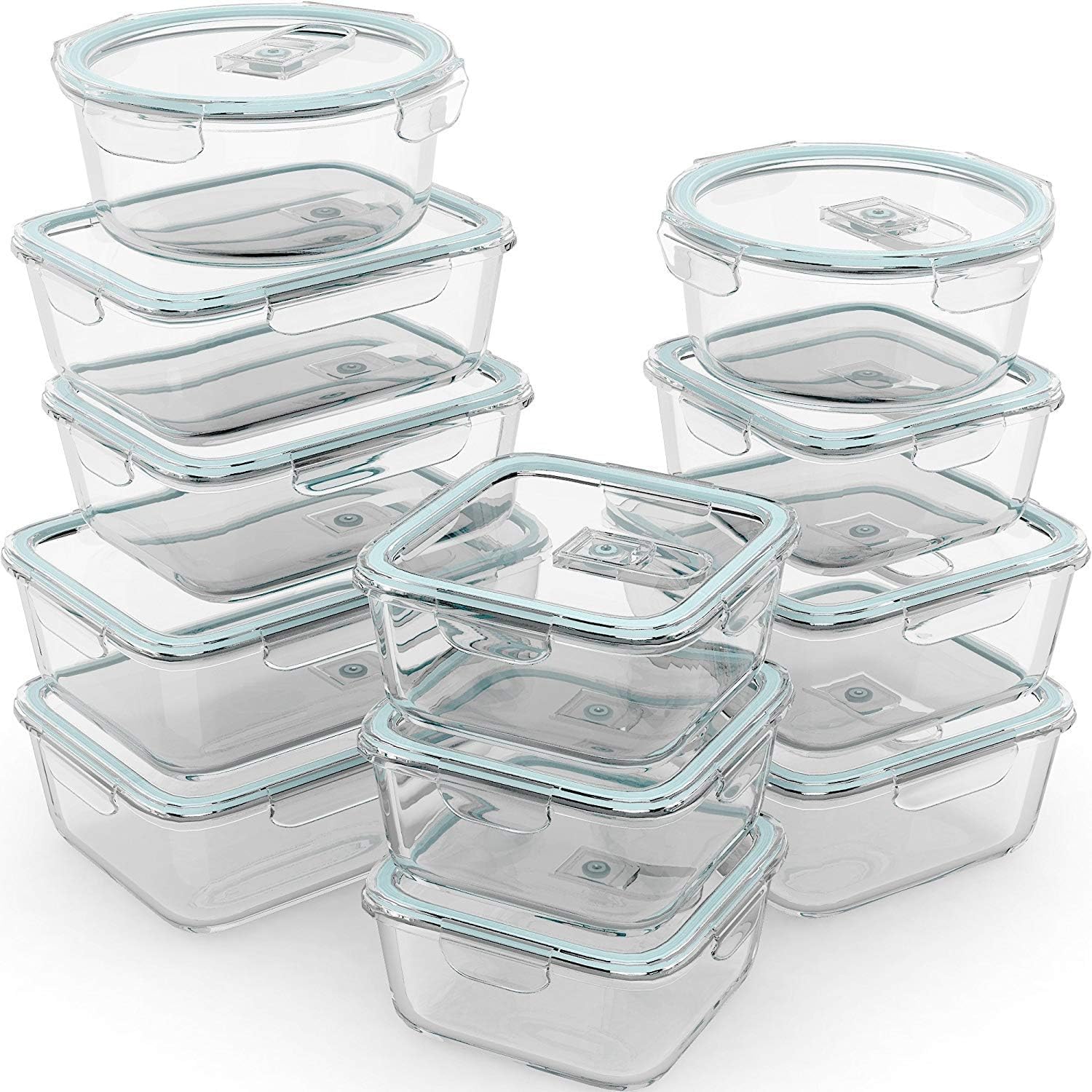 Food Storage Containers Glass - 24 Pc Airtight Glass Food Storage