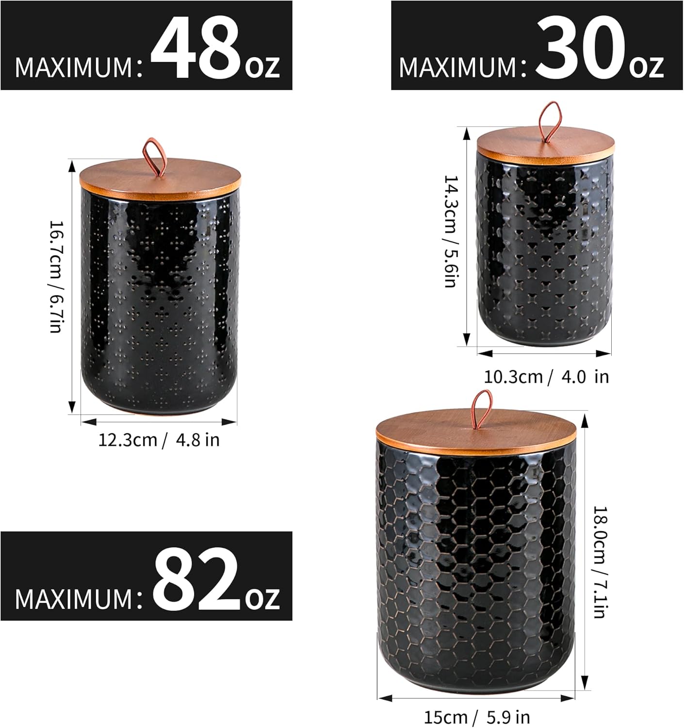 Black Ceramic Canister Set wit - Food Storage In The Kitchen 评论和价格