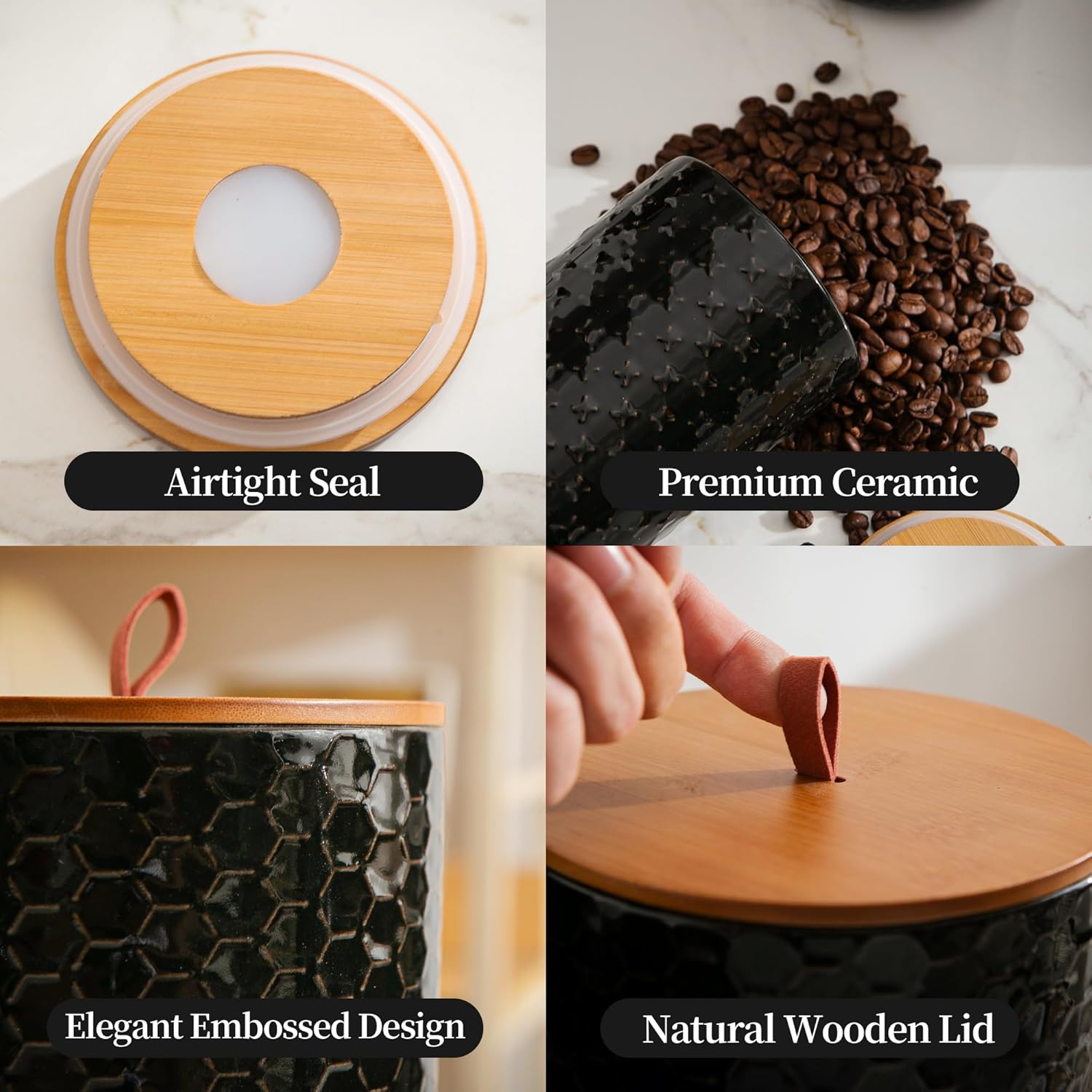Black Ceramic Canister Set wit - Food Storage In The Kitchen 评论和价格