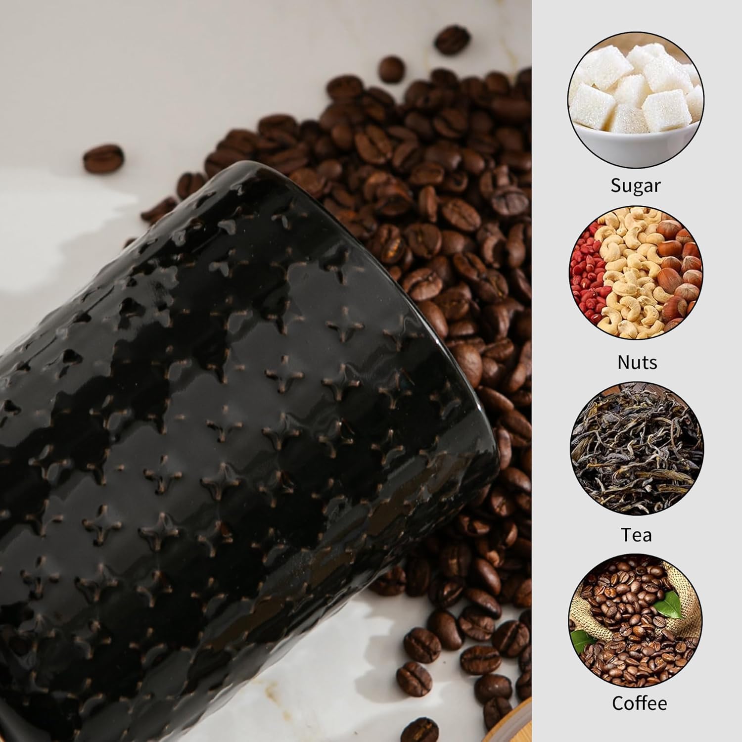 Black Ceramic Canister Set wit - Food Storage In The Kitchen 评论和价格