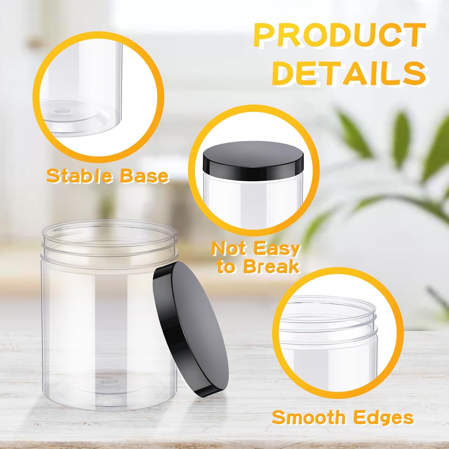 24 Pcs 16oz Plastic Jars with  - Food Storage Containers Glass 评论和价格