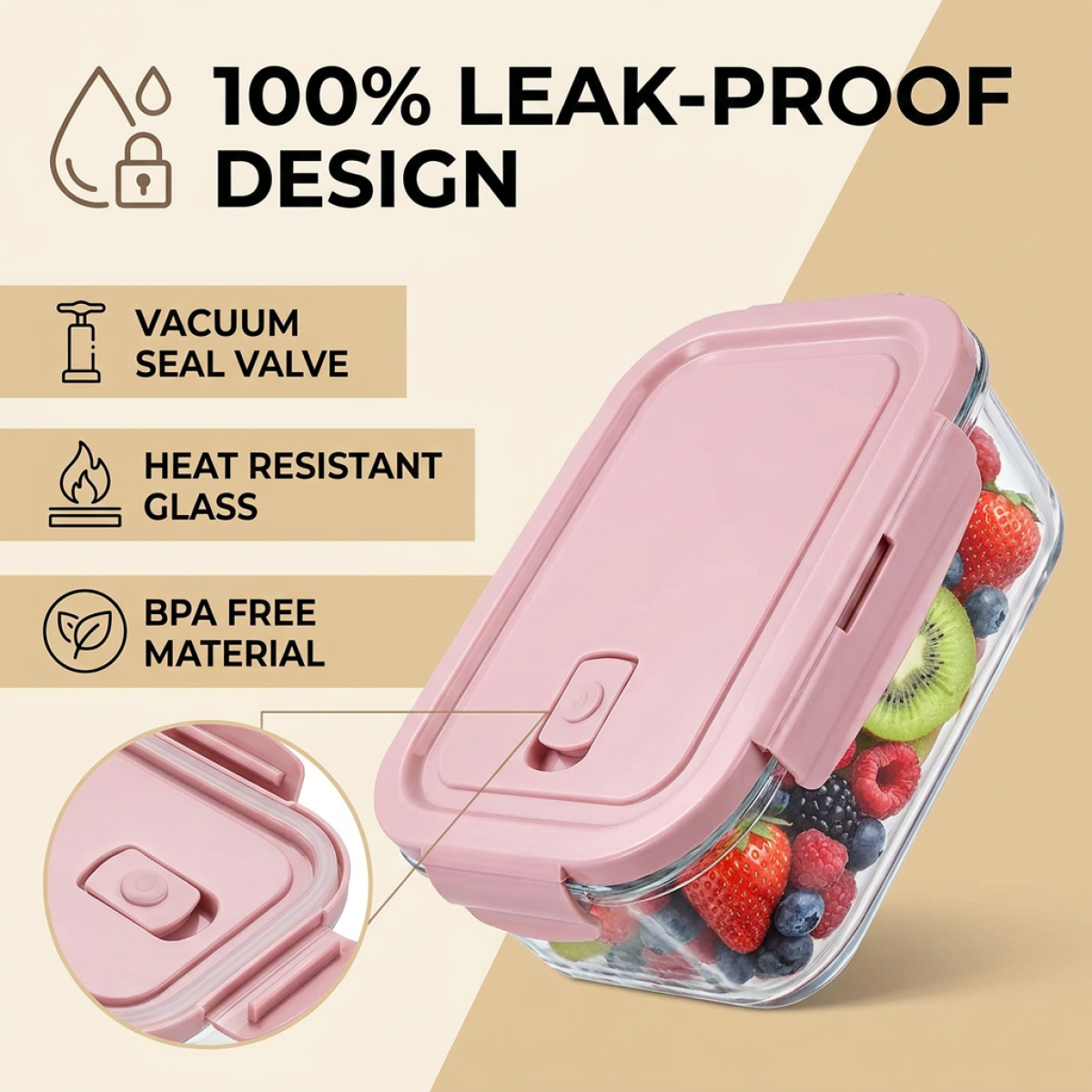 Pink Glass Food Storage Contai - Food Storage Containers Glass 评论和价格