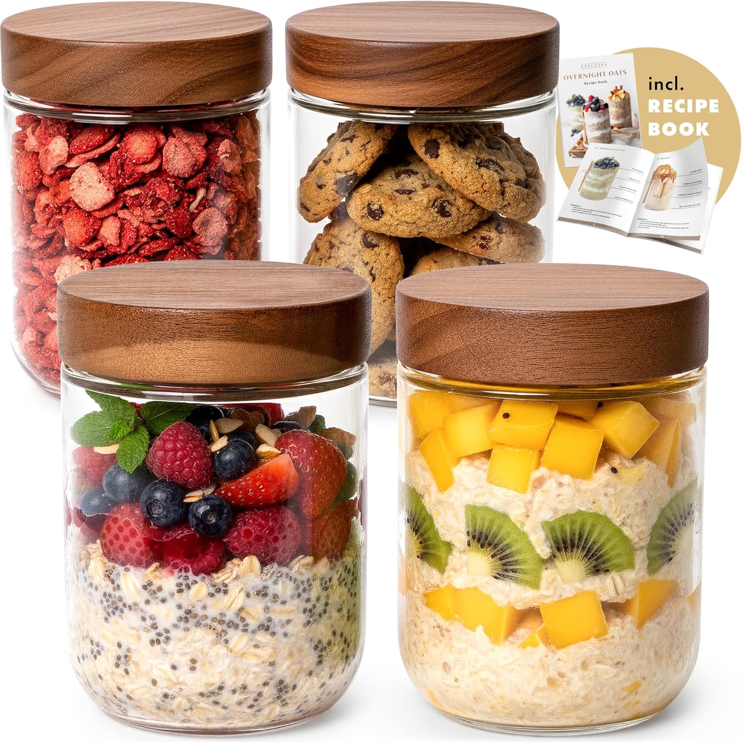 Overnight Oats Containers with - Food Storage Containers Glass 评论和价格