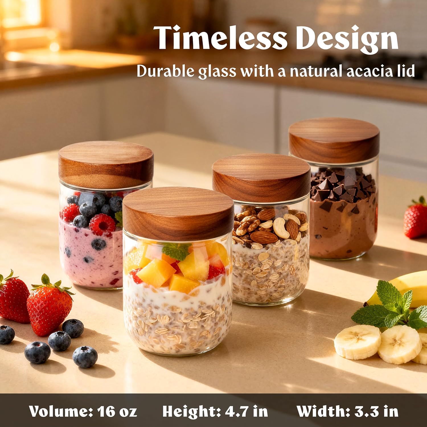 Overnight Oats Containers with - Food Storage Containers Glass 评论和价格