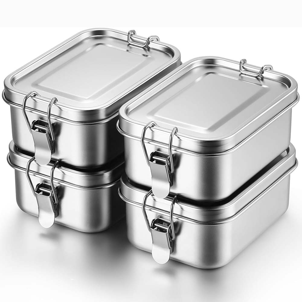 4Pcs Stainless Steel Bento Box - Food Storage Lock Box 评论和价格