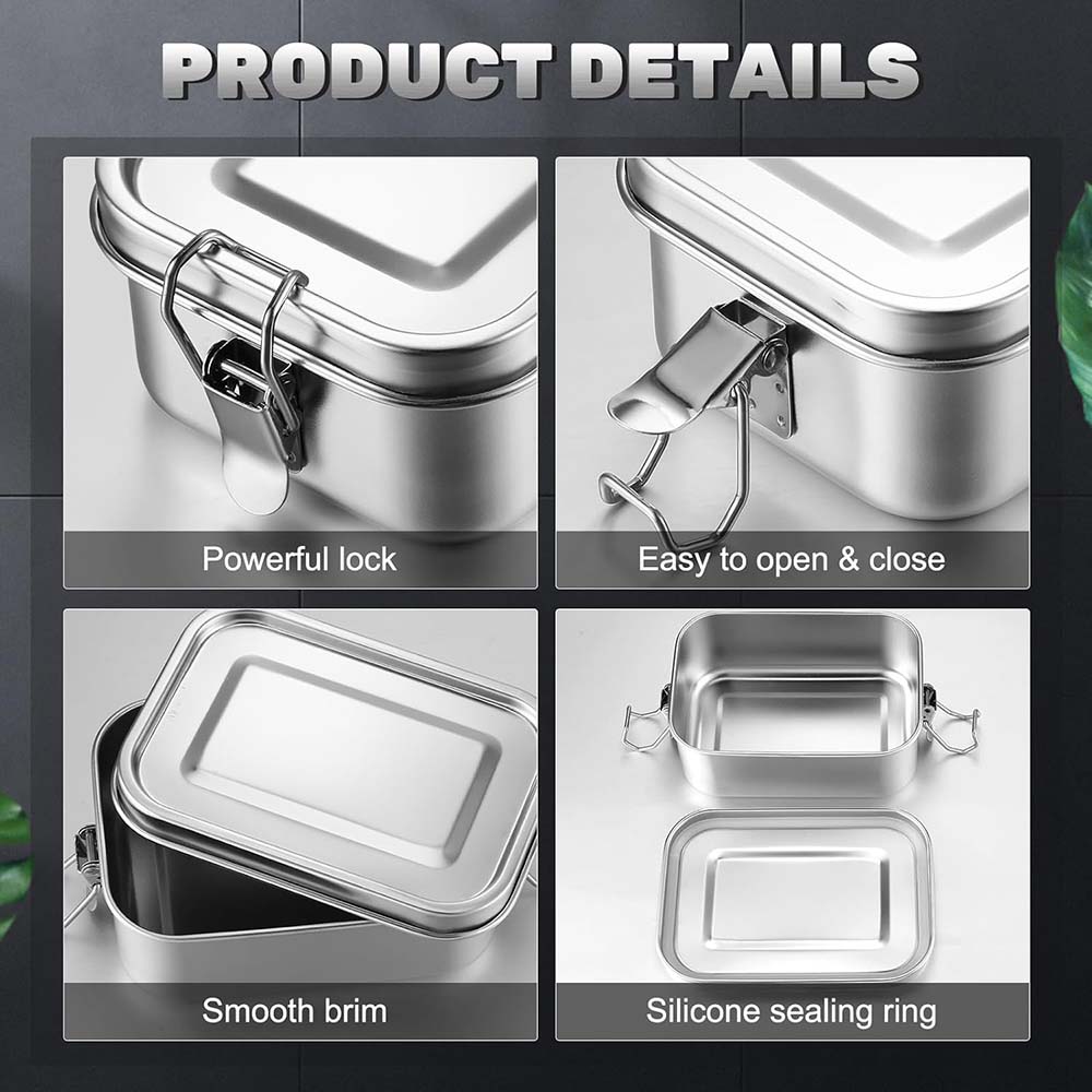 4Pcs Stainless Steel Bento Box - Food Storage Lock Box 评论和价格