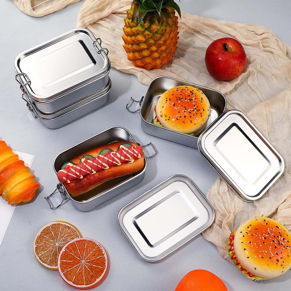 4Pcs Stainless Steel Bento Box - Food Storage Lock Box 评论和价格