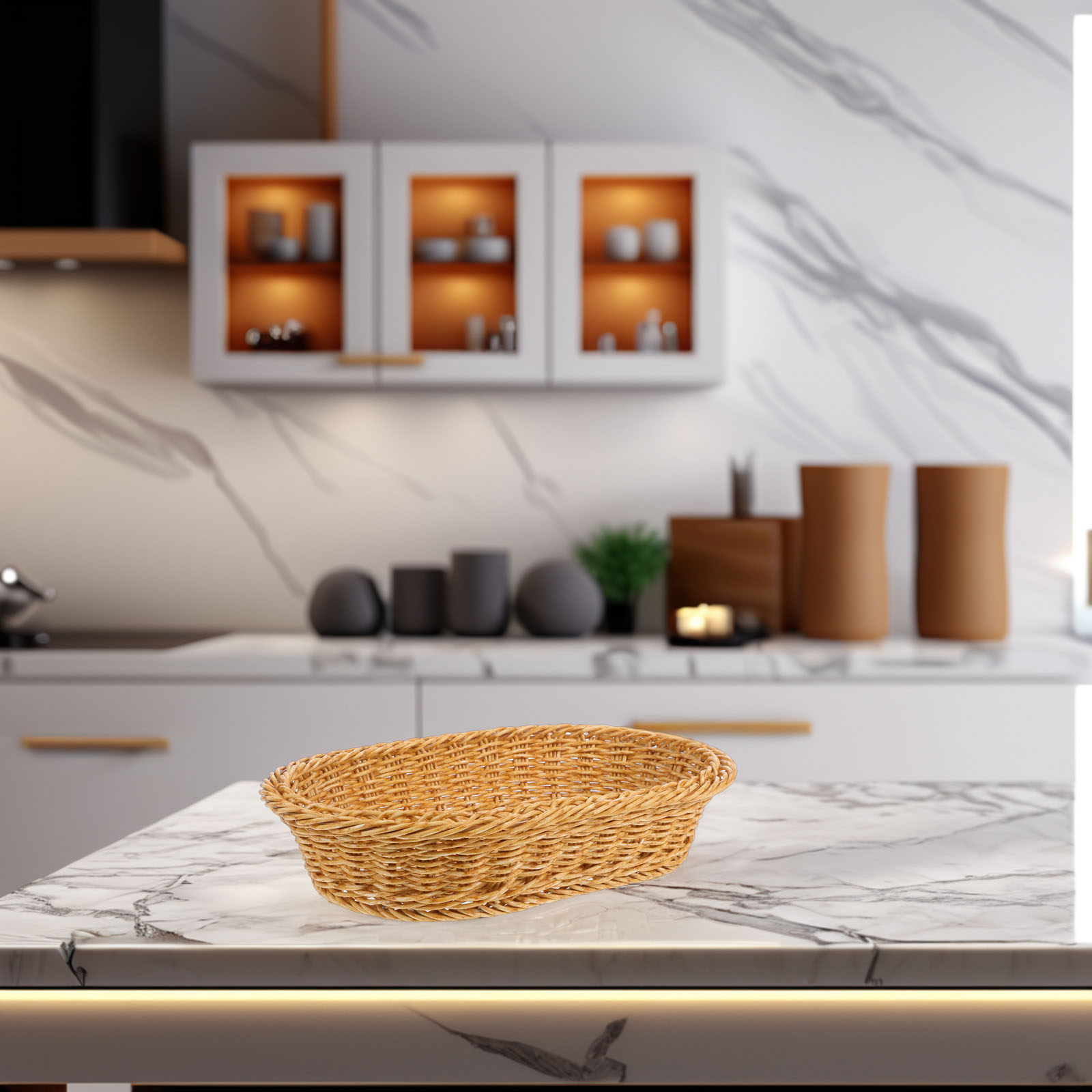 Plastic Woven Oval Bread Baske - Food Storage Organizer 评论和价格