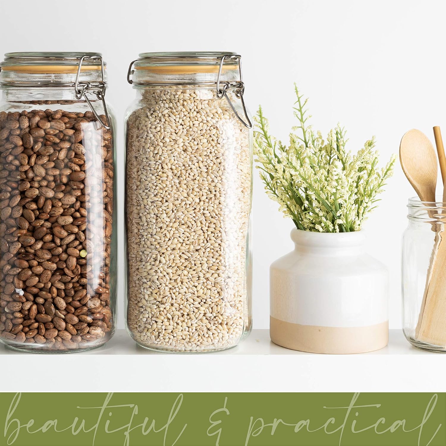 Glass Jars with Lids 67 oz Foo - Food Storage In The Kitchen 评论和价格