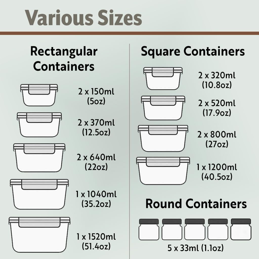 40pc Glass Food Storage Contai - Food Storage Containers Glass 评论和价格