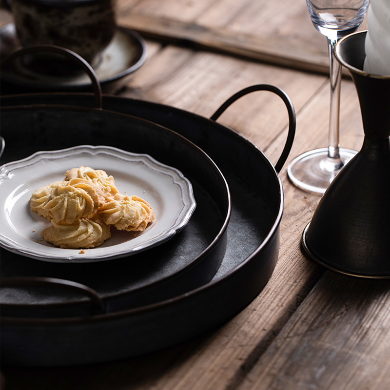 European Retro Round Iron Plat - Food Storage For Restaurant 评论和价格