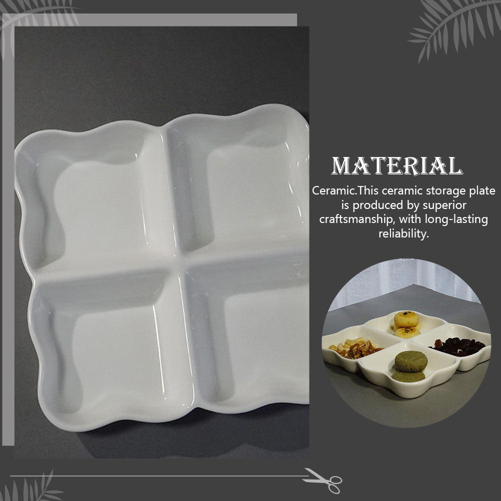 4-Compartment Ceramic Snack Di - Food Storage Home 评论和价格