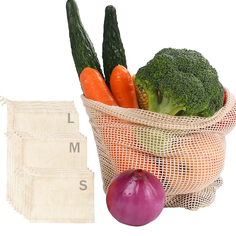 Cotton Mesh Vegetable Bags Pro - Food Storage Net 评论和价格