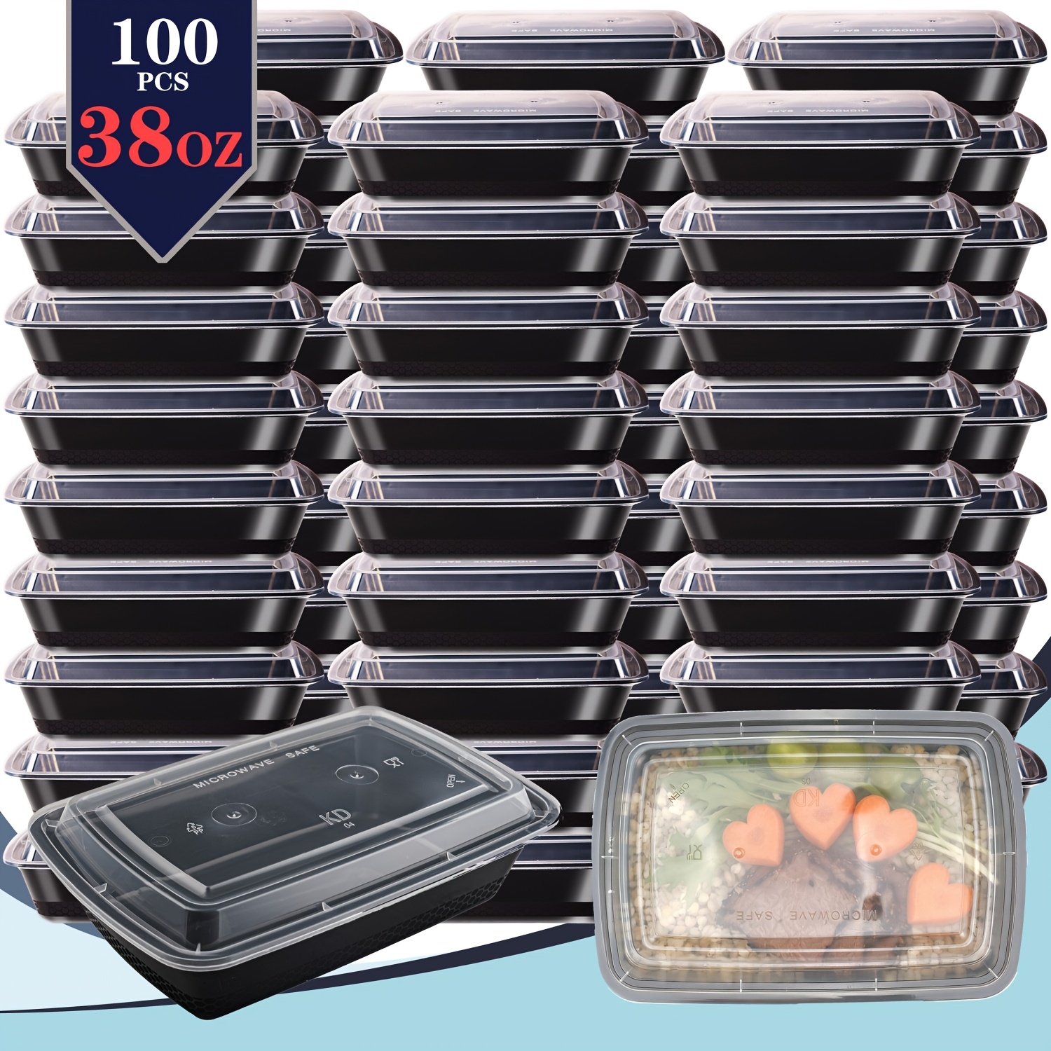 usBlack 100pcs (50 Containers  - Food Storage For 评论和价格