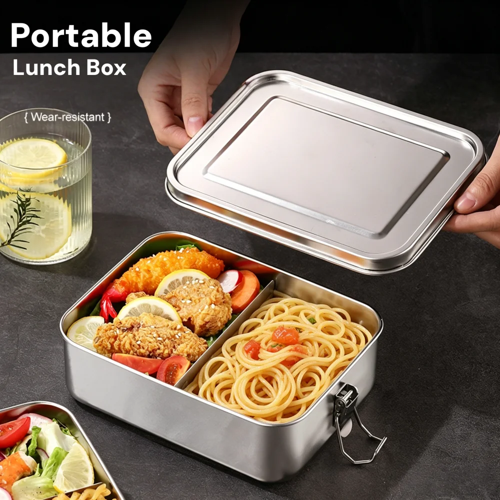 Stainless Steel Bento Box Meta - Food Storage Lock Box 评论和价格