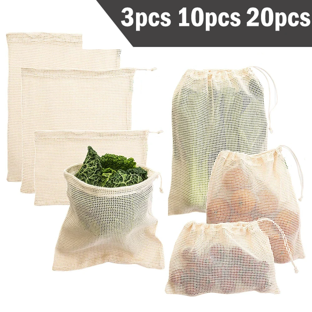 3 6 10pcs Reusable Produce Bag - Food Storage Net 评论和价格