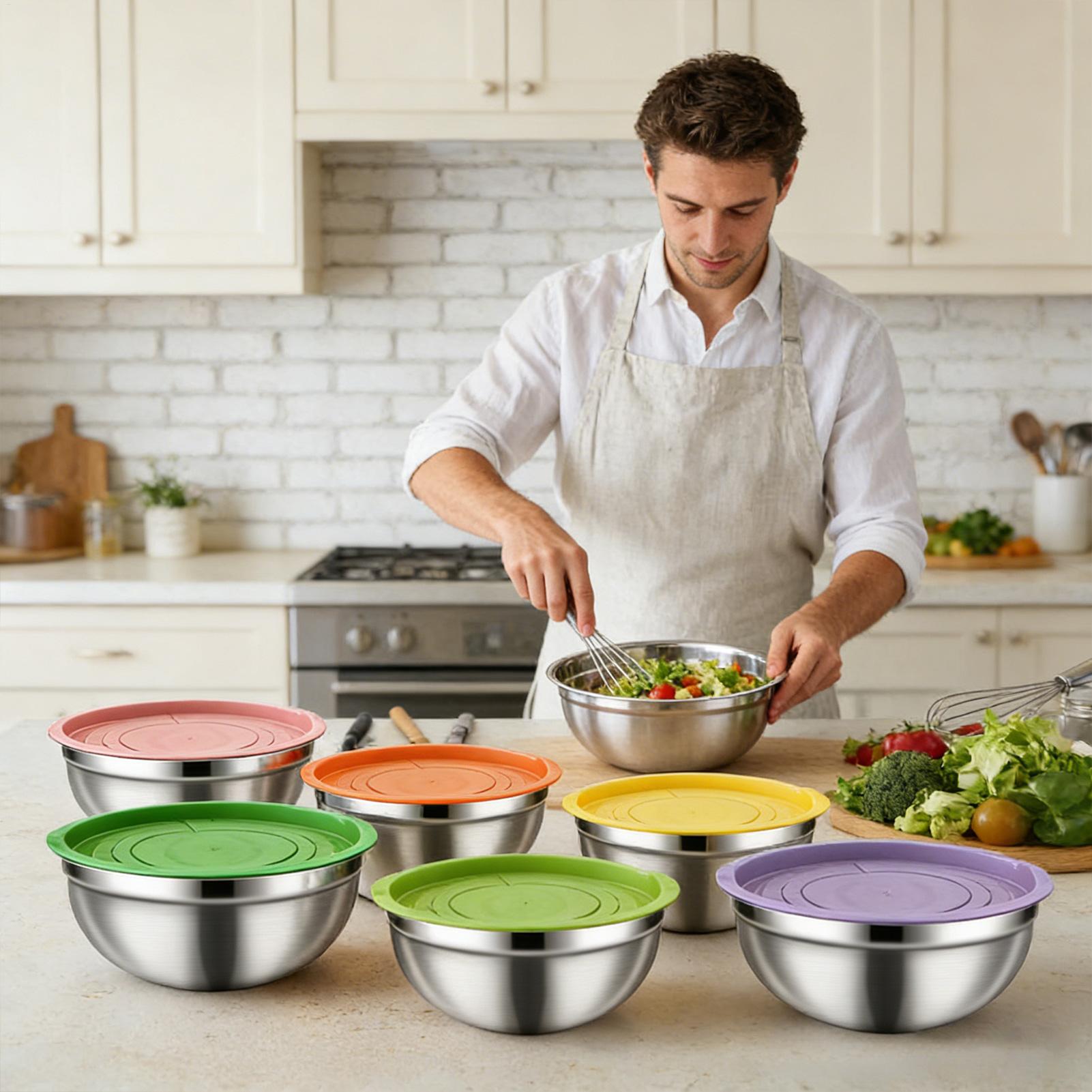 Steel Mixing Bowls Nesting Rou - Food Storage Organizer 评论和价格