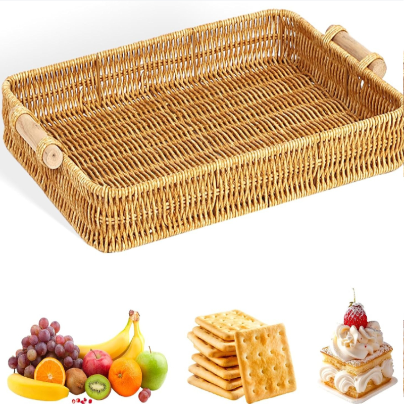 Wicker Tray Rectangular Rattan - Food Storage For Restaurant 评论和价格