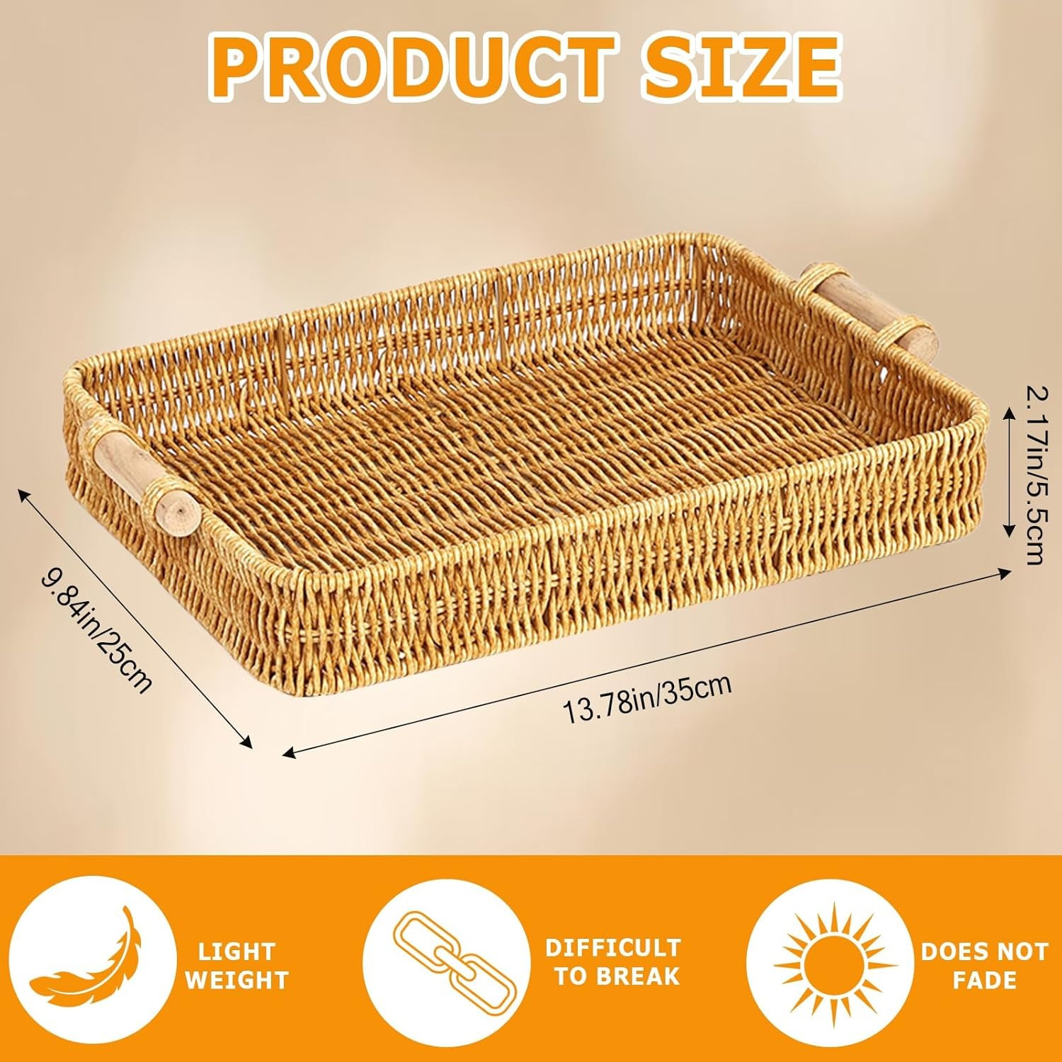 Wicker Tray Rectangular Rattan - Food Storage For Restaurant 评论和价格