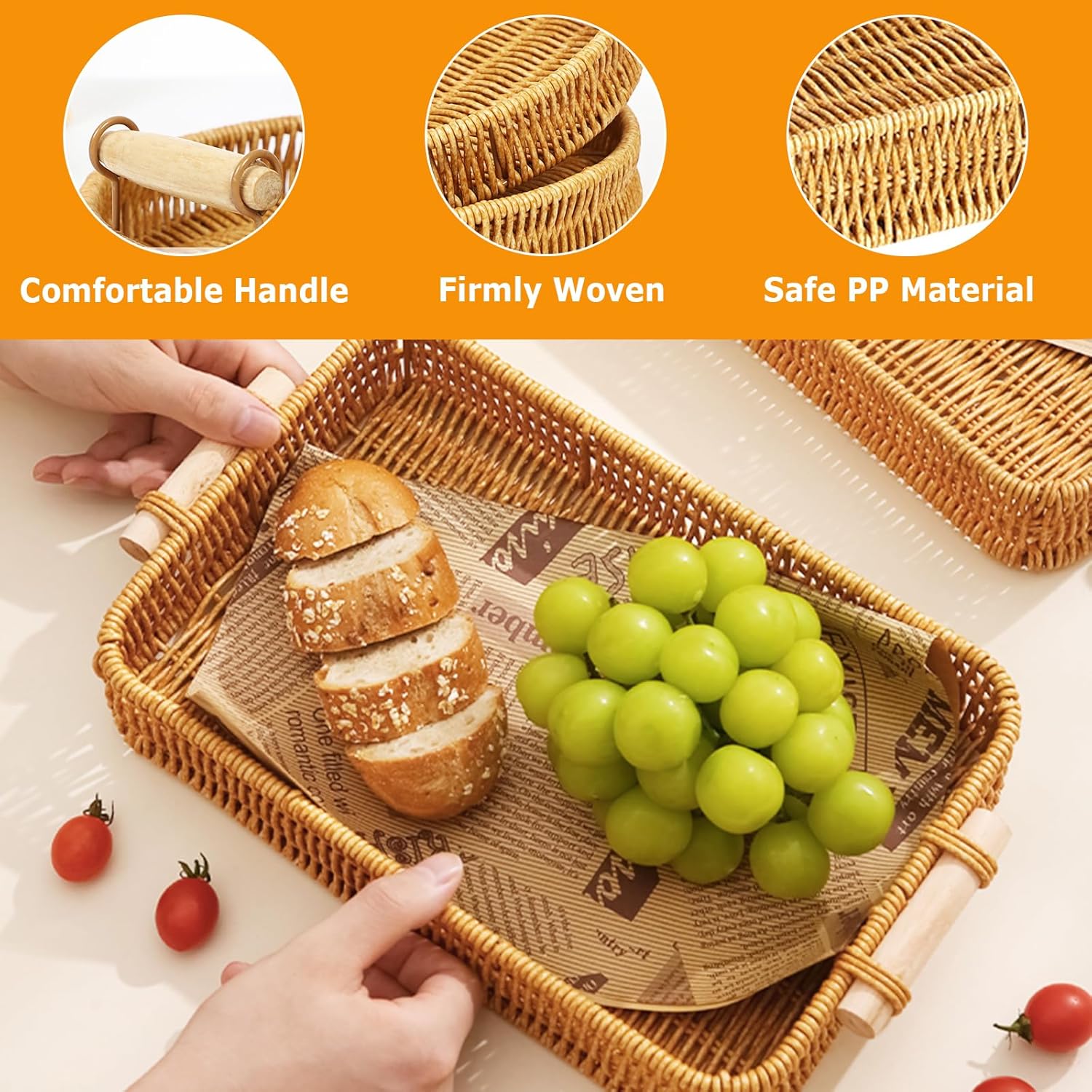 Wicker Tray Rectangular Rattan - Food Storage For Restaurant 评论和价格