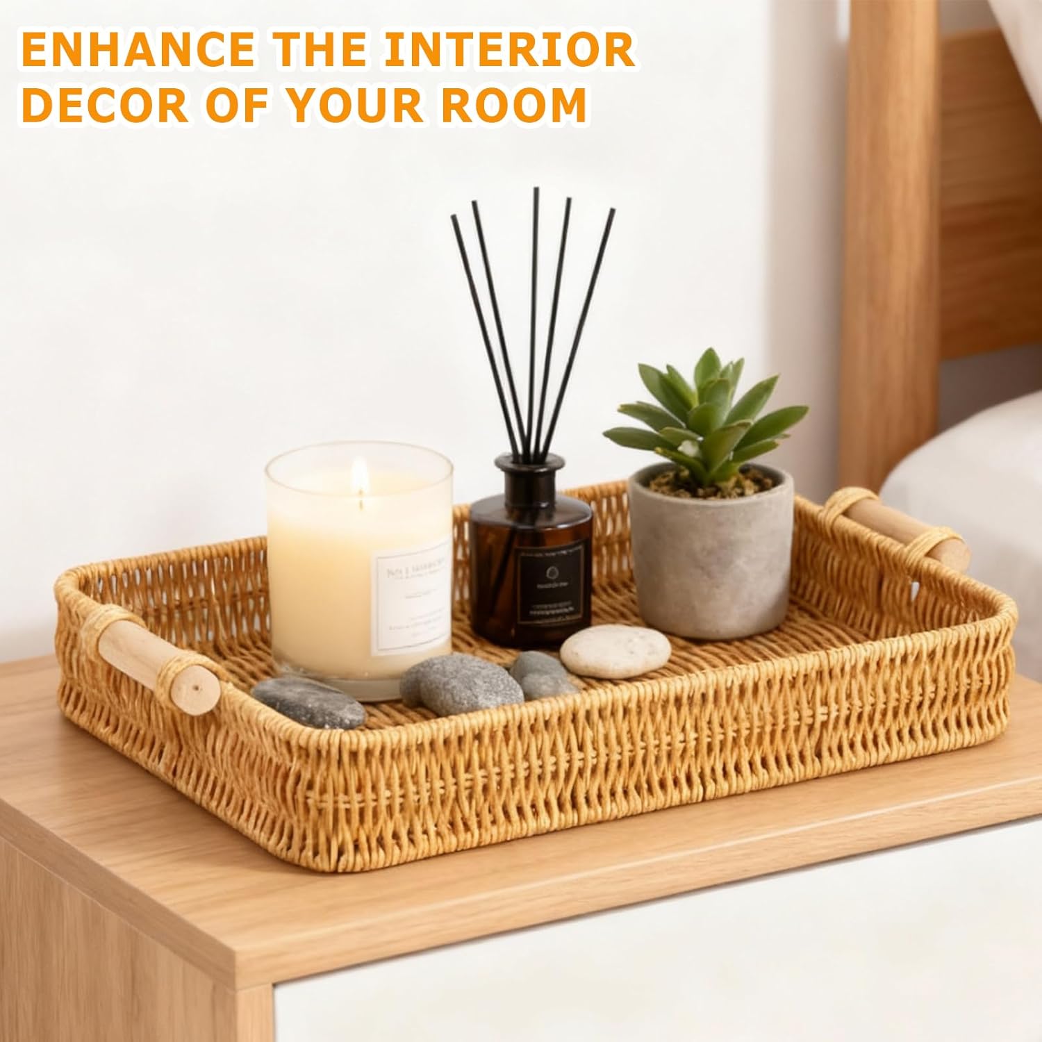 Wicker Tray Rectangular Rattan - Food Storage For Restaurant 评论和价格