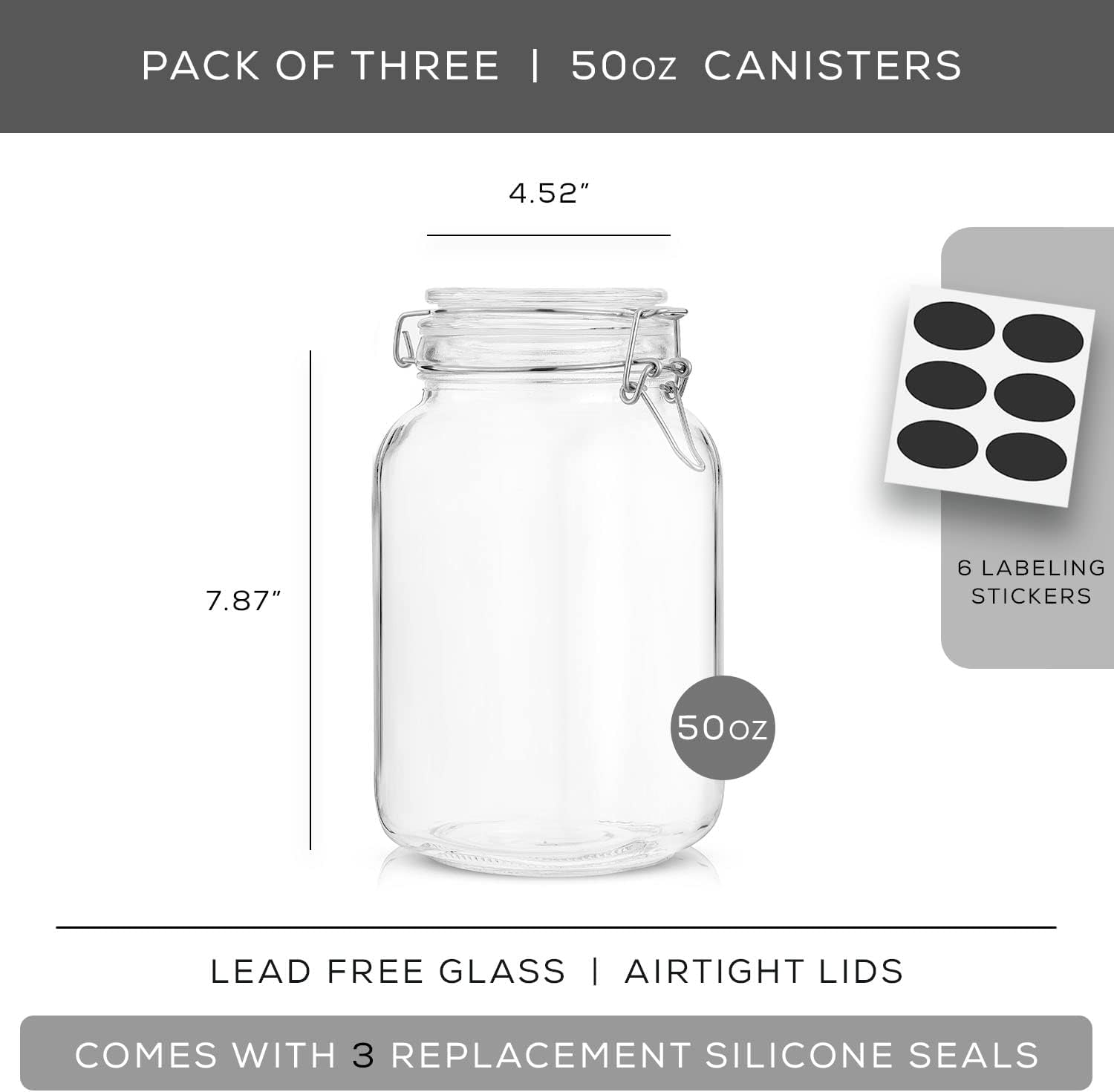 Airtight Glass Jars with Lids  - Food Storage Containers Glass 评论和价格