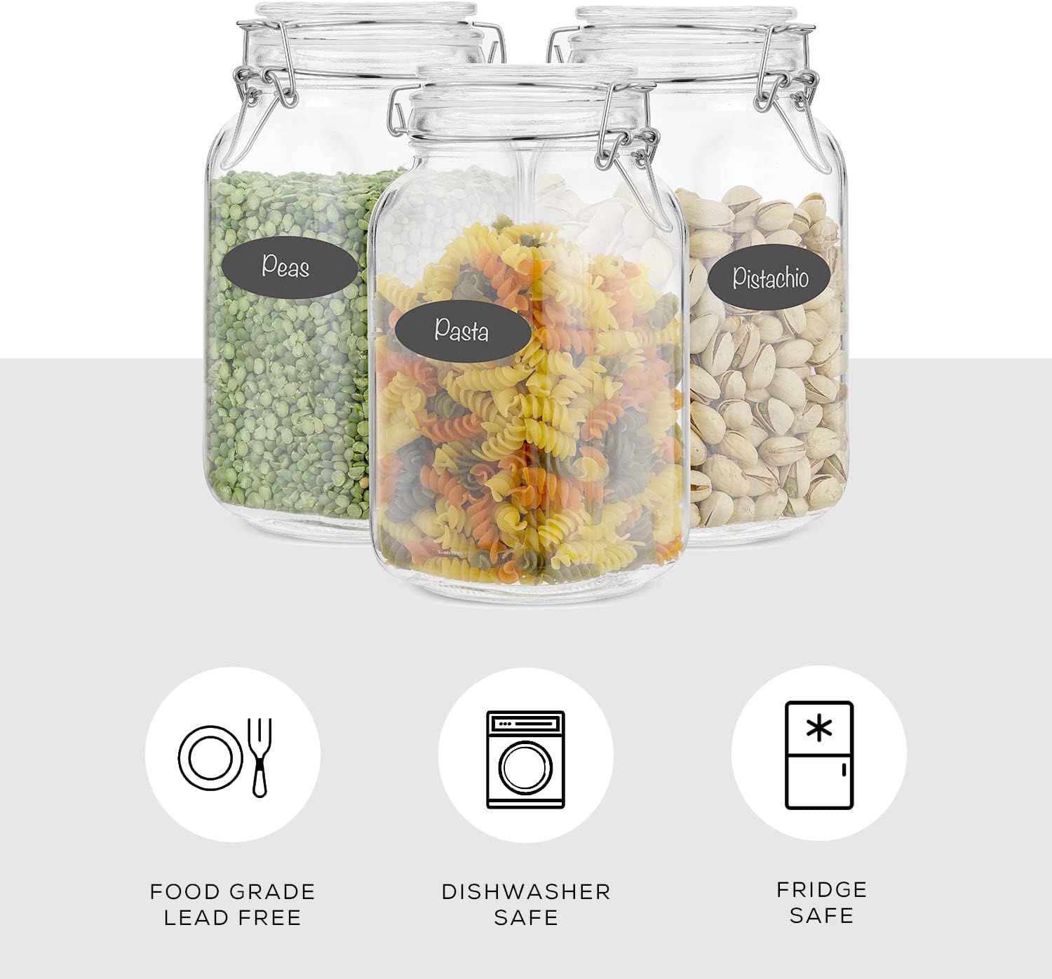 Airtight Glass Jars with Lids  - Food Storage Containers Glass 评论和价格