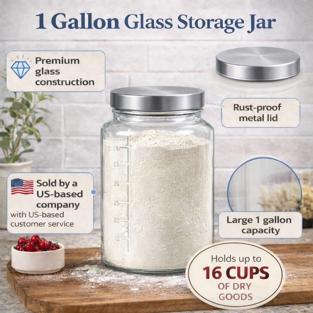 Extra Large    Jar - 1 Gallon  - Food Storage Containers Glass 评论和价格