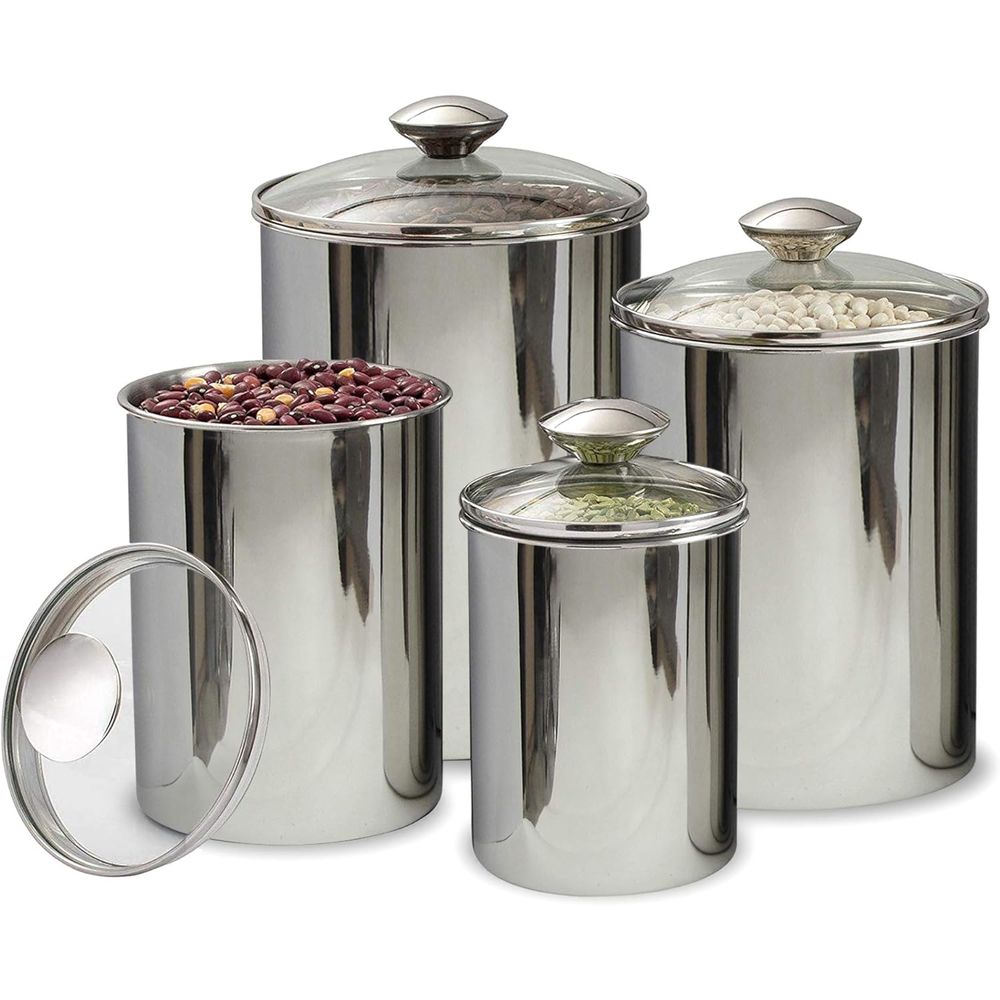 4-Piece Stainless Steel Food S - Food Storage Containers Glass 评论和价格