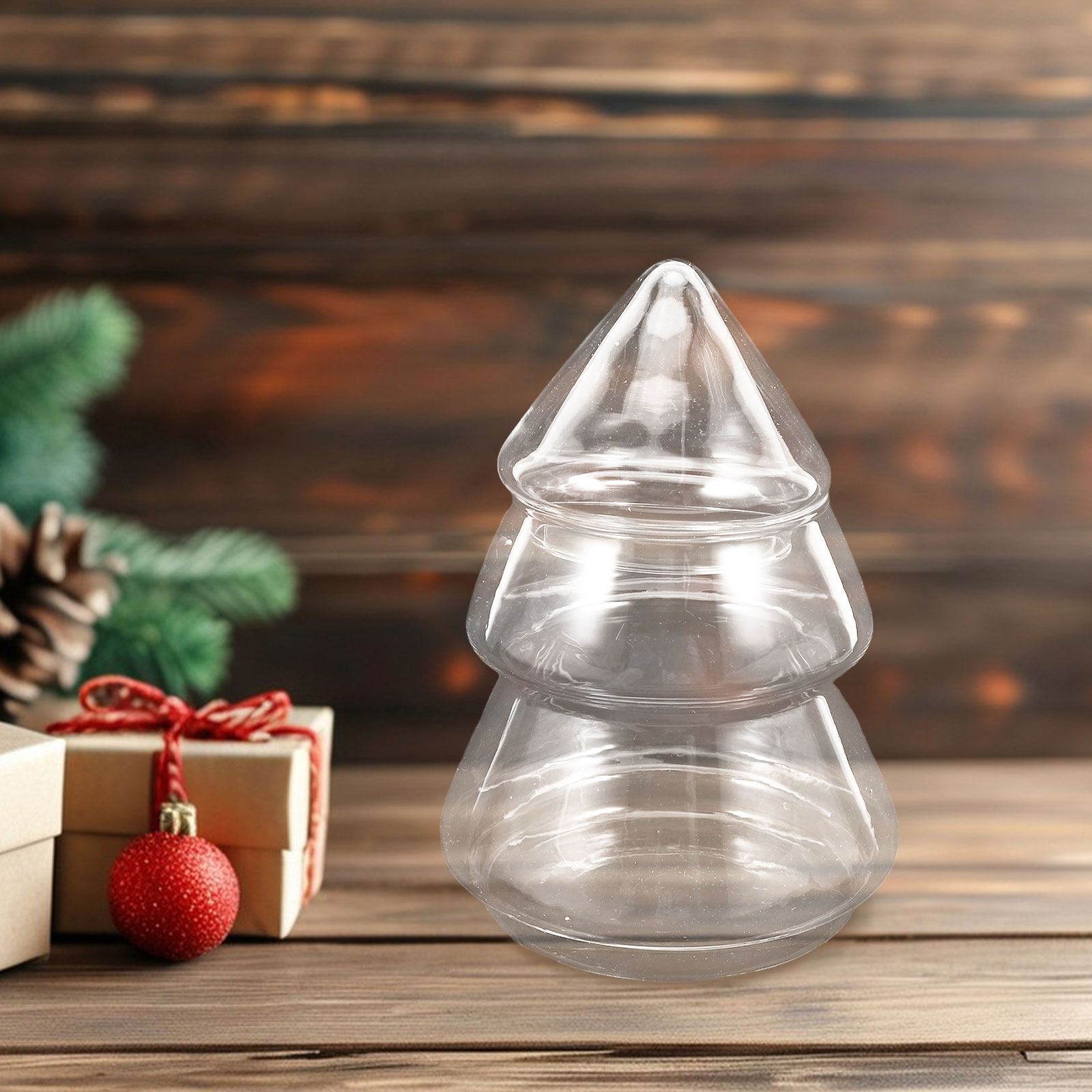 Christmas Tree Shaped Glass Ja - Xmas Food Storage Containers 评论和价格