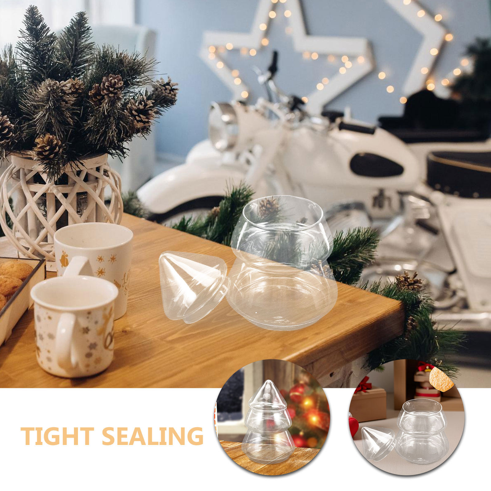 Christmas Tree Shaped Glass Ja - Xmas Food Storage Containers 评论和价格
