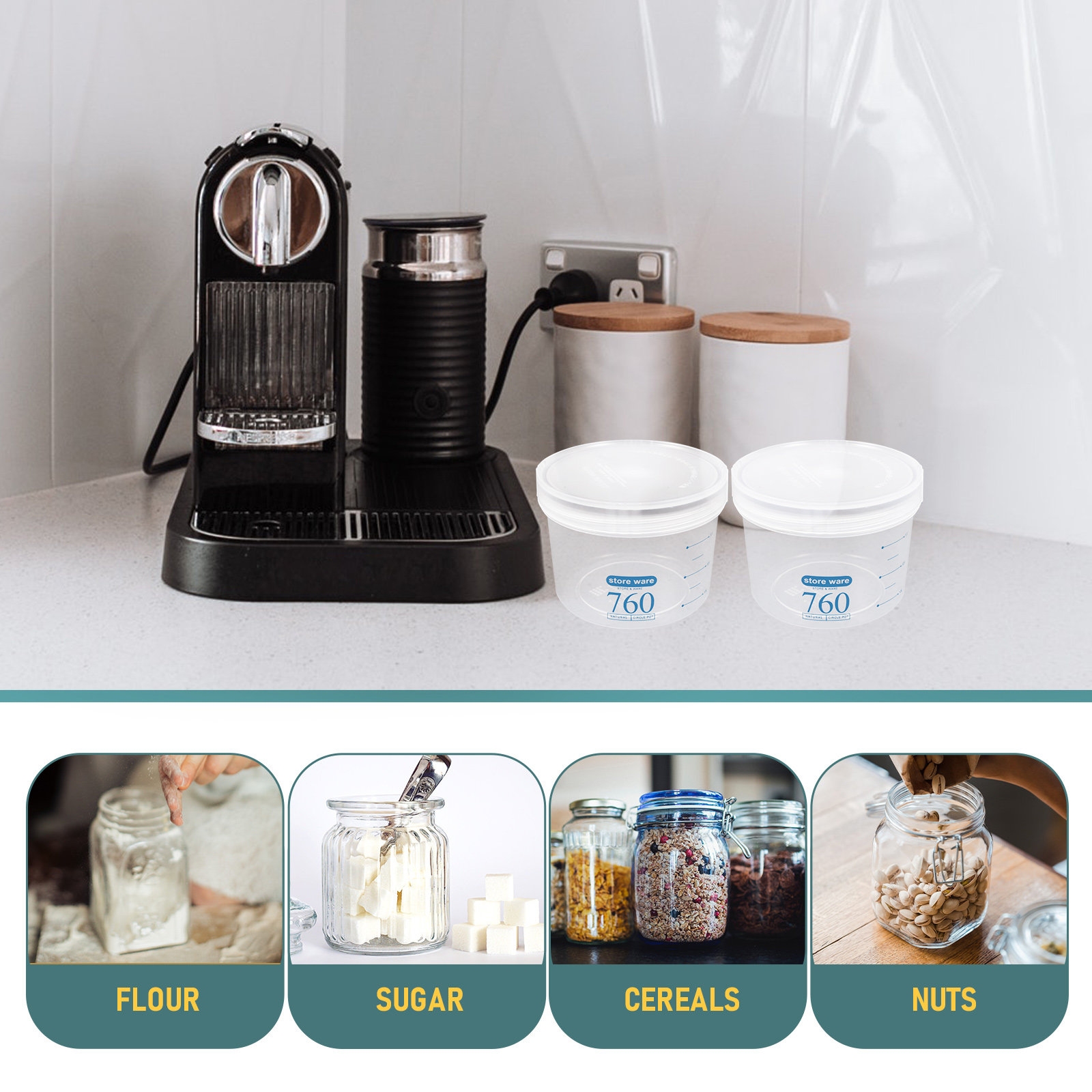 3Pcs Airtight Food Storage Jar - Food Storage In The Kitchen 评论和价格