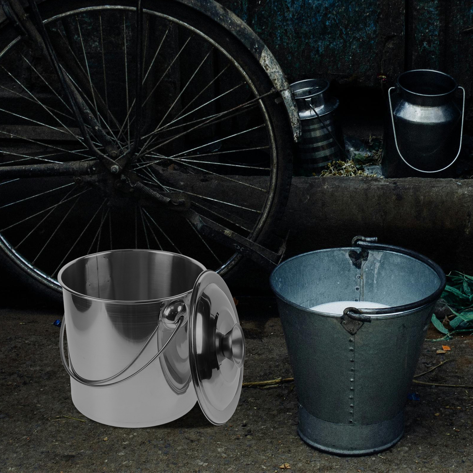 Stainless Steel Milk Bucket wi - Food Storage For Restaurant 评论和价格