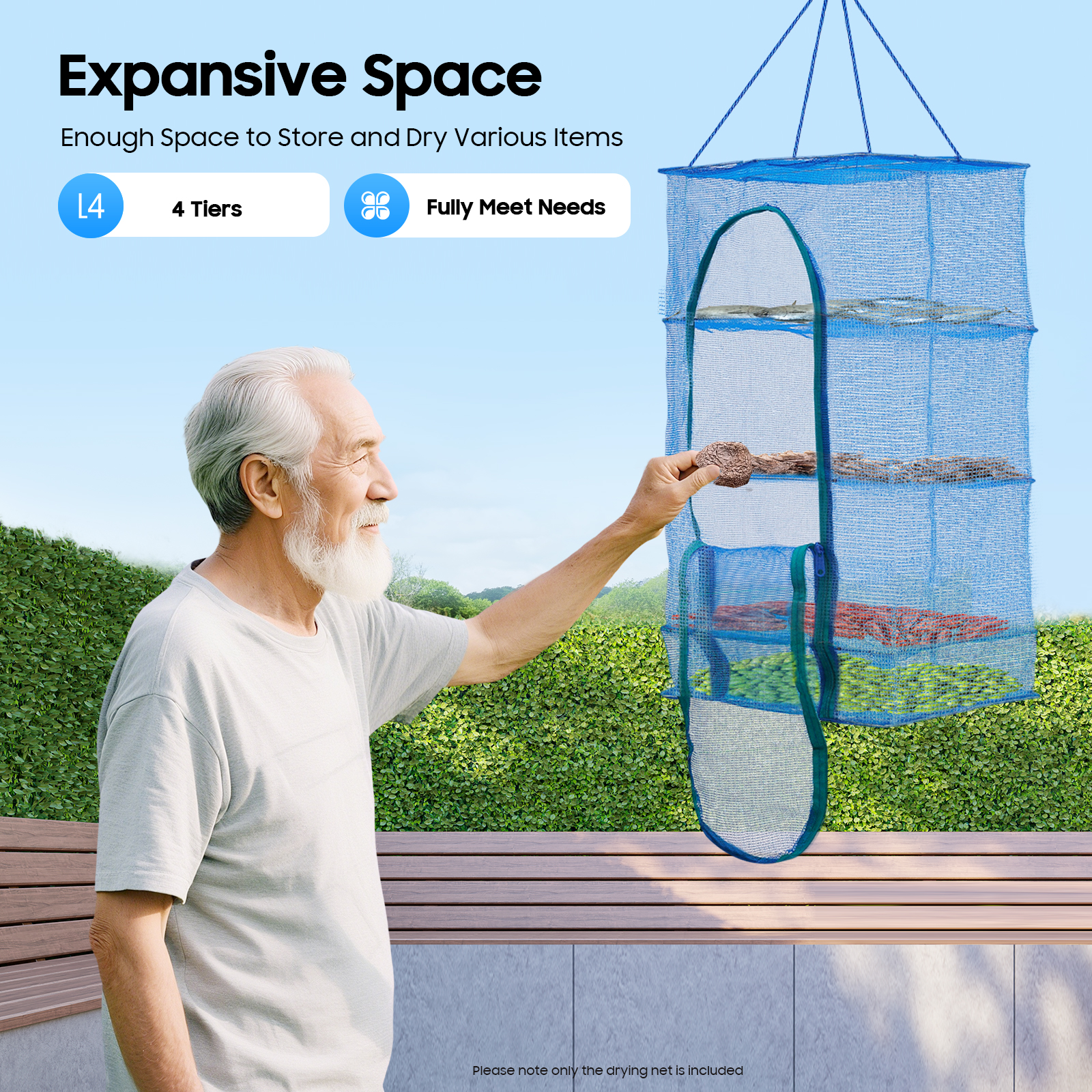 4-Tier Hanging Drying Net Rack - Food Storage Net 评论和价格