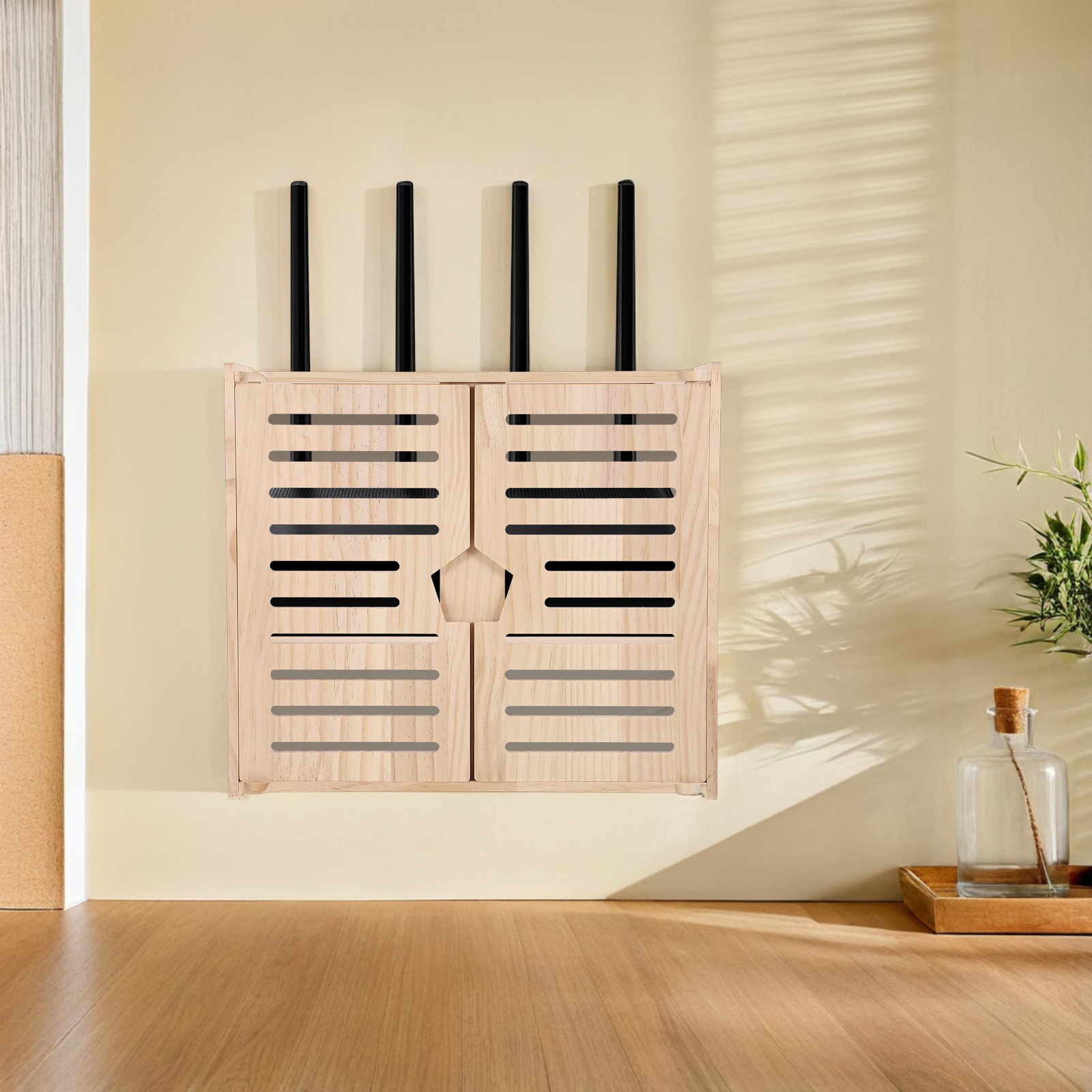 Wood WiFi Router Storage Box W - Food Storage Organizer 评论和价格