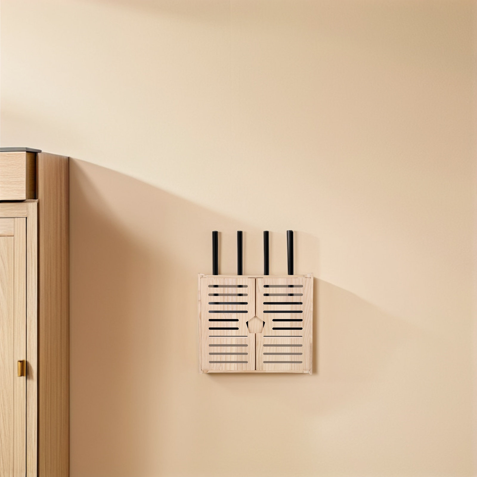 Wood WiFi Router Storage Box W - Food Storage Organizer 评论和价格