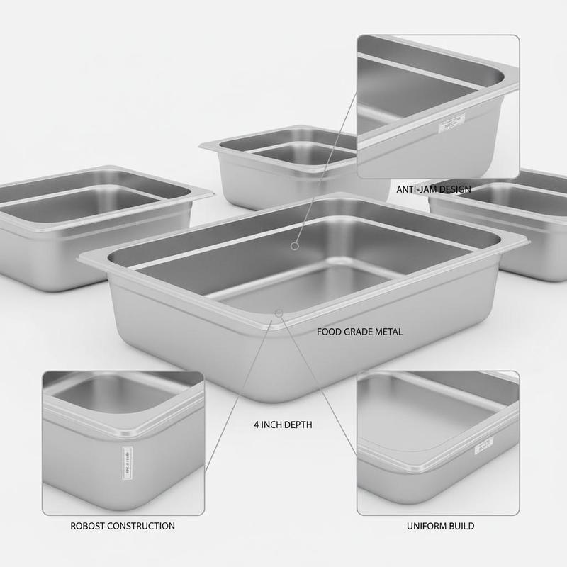 6 Pack Catering Trays Full Siz - Food Storage For Restaurant 评论和价格