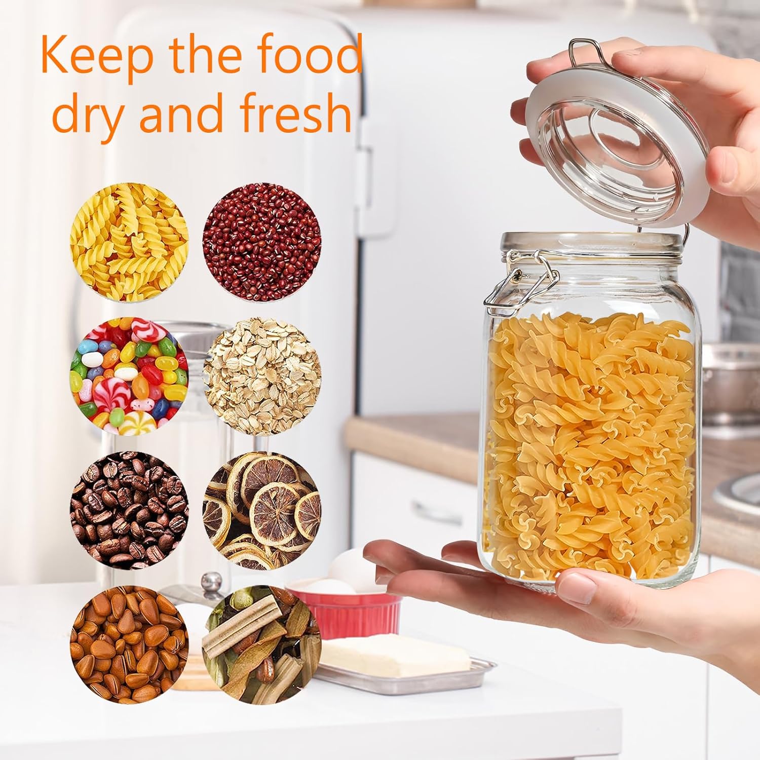Clear Food Storage Jars 50oz S - Food Storage In The Kitchen 评论和价格