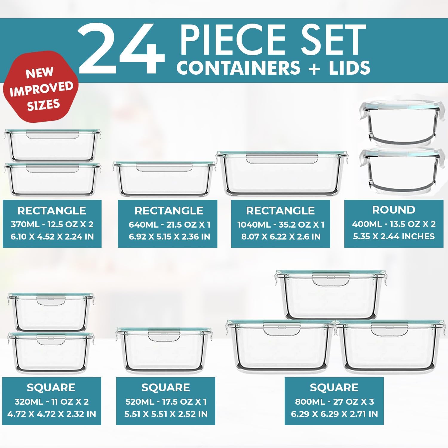 24 Pc Airtight Glass Food Stor - Food Storage Containers Glass 评论和价格